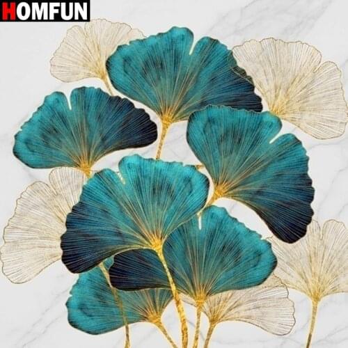 HOMFUN Full Square/Round Drill 5D DIY Diamond Painting "Ginkgo Leaves Flower" 3D Diamond Embroidery Cross Stitch Home Decor