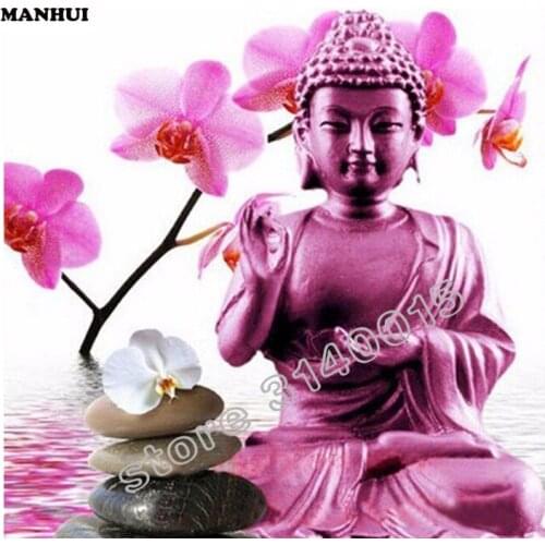 5D diy diamond painting cross stitch 5d diamond embroidery Buddha statue flower needlework inlay home decor painting BEF133