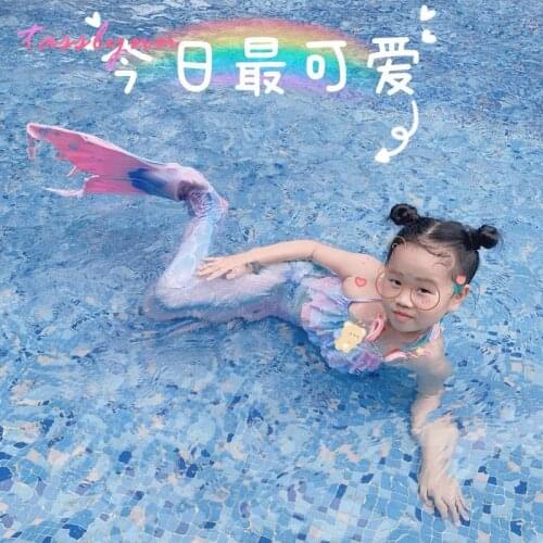 2021 Kids Girls Swimming Mermaid Tail Costume Cosplay Children Rainbow Swimsuit Fantasy Beach Bikini Monofin Fin Princess Dress