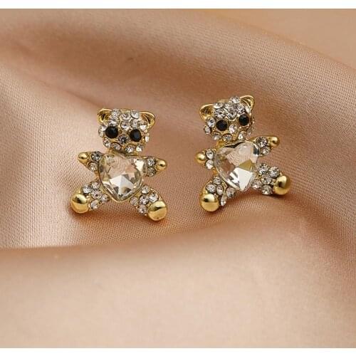 Women Love Heart Ear Stud Bear Shape Simple Earrings Jewelry Accessory Gift Earrings Jewelry Accessory Gift Earrings Jewelry Acc