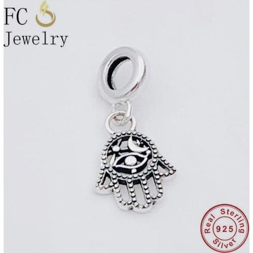 FC Jewelry Fit Original Brand Charm Bracelet Authentic 925 Silver Openwork Hasma Hand Palm Bead For Making Women Berloque 2020