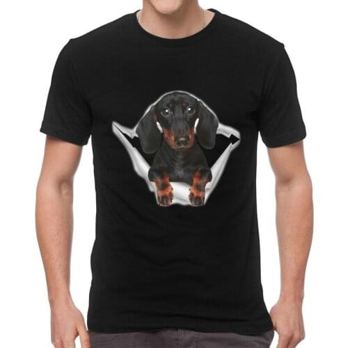 Mens Dachshund Dog T-Shirt Funny Badger Sausage Wiener Tshirt Short Sleeve Unique T Shirt Homme Cotton Tee Tops Clothing