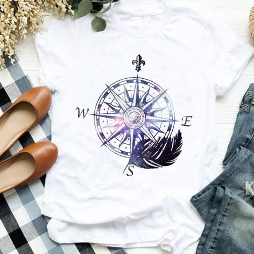 Women Lady 90s Compass Wonder Travel Fashion Cute Print Casual T Tee Womens Tshirt Female Shirt Clothes Top Graphic T-shirt