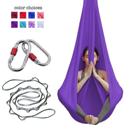 Aerial Yoga Hammock Flying Swing Silk Fabric Anti-Gravity Pilates Exercise Auxiliary Accessory Womens Fitness Shaping Equipment