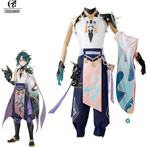 ROLECOS Genshin Impact Xiao Cosplay Costume Game Genshin Impact Xiao Uniform Costume Halloween Cos Outfit Cosplay Full of Set