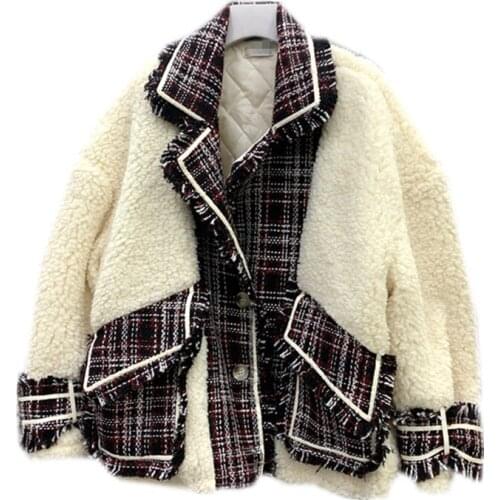 Autumn Winter Coat Women Plaid Patchwork Warm Jacket Female Korean Style Loose Oversized Jacket Soft Casual New Coat Overcoat
