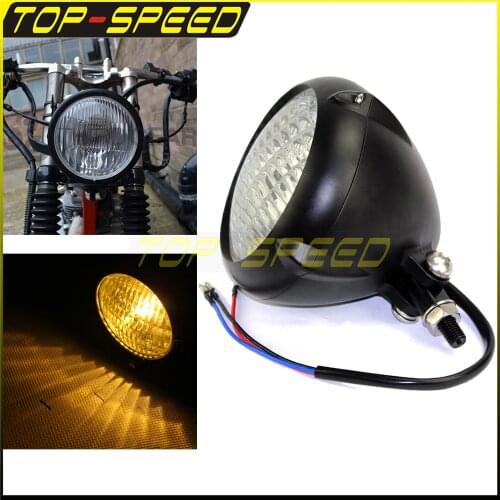 H4 Bulb 4.5-Inch Brass Headlight Cafe Racer Hi/Lo Beam Vintage Headlamp Motorcycle For Harley Bobber Chopper Cafe Racer