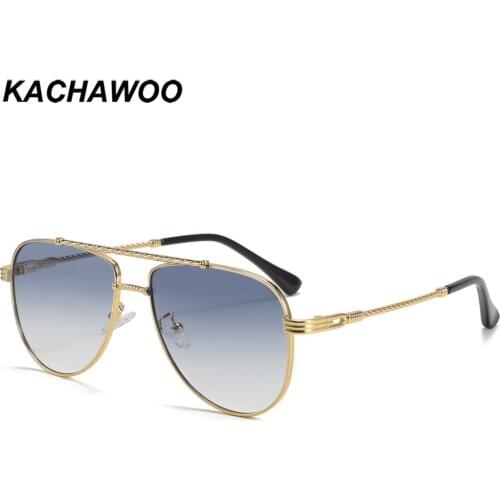 Kachawoo retro sunglasses men blue brown metal eyeglasses for women big frame double bridge high quality outdoor sun shades