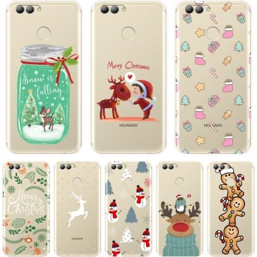 Soft Back Cover For Huawei Nova 2i 2 Lite Plus 3 3I 3E Christmas Deer Flower Phone Case Silicone For Huawei Nova Smart Lite 2017