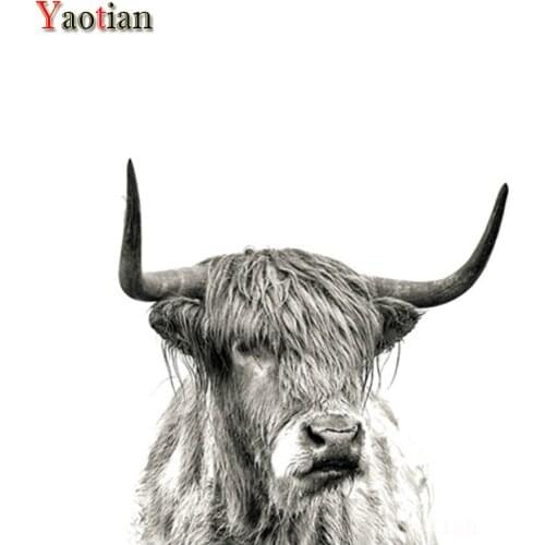 Full Square Drill Animal Highland Cow Black And White 5D DIY Diamond Painting Diamond Embroidery Cross Stitch Kit Rhinestone New