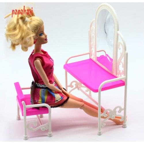Cute Doll House Kits Set Dressing Table & Chair Accessories For 1/6 Dolls Bedroom Furniture toys children gift
