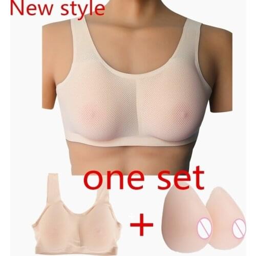 One Set Breast and Bra&Fake Silicone Breast Enlargement Cosplay Crossdressers Fake Boobs Fake Slicome Breast with Bra Cosplay