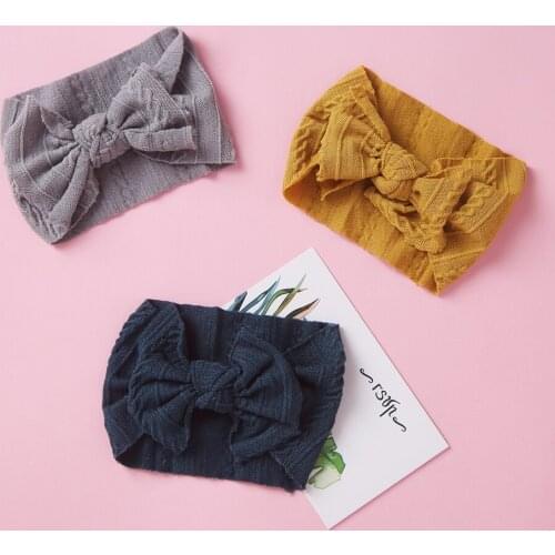 Bulk 120pc/lot Newborn Mini 10x6cm Ribbed Nylon Headbands,Knotted Hair Bow Nylon Baby Turban Ribbed Headband for Infant Girls