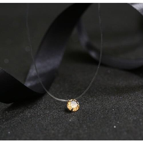 DoreenBeads Invisible Transparent Fishing Line Necklace Zircon Choker Necklace For Women Jewelry Fishing Line Chains Necklace