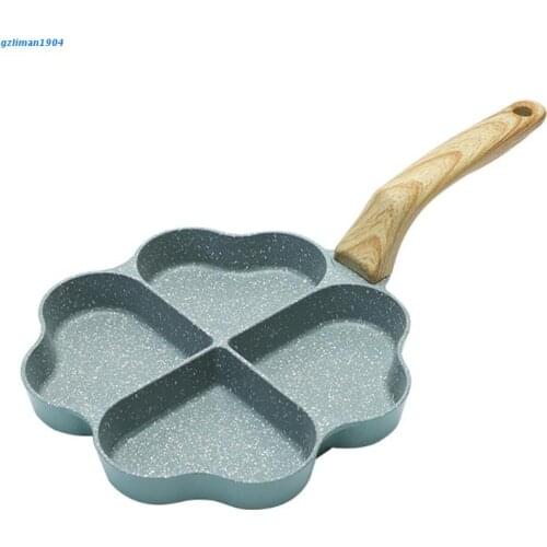 P15D Four-Hole Creative Eggs Pancake Steak Pan Cooking Eggs Ham Pans Heart-Shaped Easy Clean Gift for Cooking Lover Durable