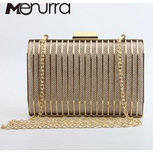 Luxurious New Hollow out Gold Clutch Diamond Clasp Evening Clutch Bags Purses Handbags Lady Bridal Chains Shoulder handbag