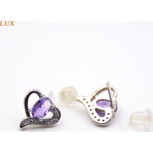 S925 sterling silver Heart shape stud earring red green blue purple yellow cubic zircon Micro CZ pave stud earrings for girl