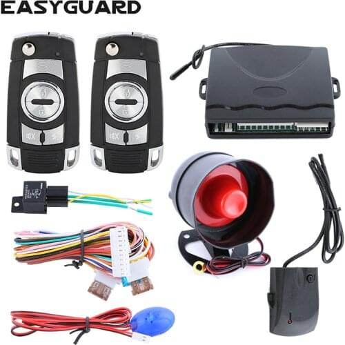 EASYGUARD Quality One way car alarm system keyless entry central door locking remote trunk release shock trigger alarm dc12v