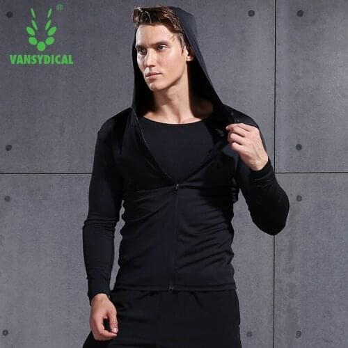 Vansydical Gym Sports Hoodies Mens Sports Running Jacket Quick Dry Fitness Training Workout Jogging Cycling Sportswear Tops