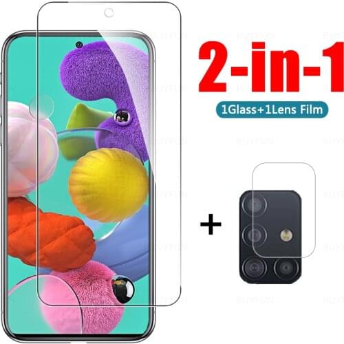 2-in-1 Glass Film For Samsung Galaxy A02 A02s Screen Protector For Galaxy A12 A32 4G A32 5G A42 A52 A70 A70s A71 A72 Lens Film
