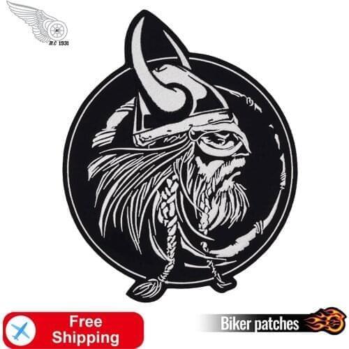Viking Warrior God Odin Embroidered Biker Patches Iron on for Clothes Jacket Custom Back Armlet MC Badges Cool Patch Wholesales