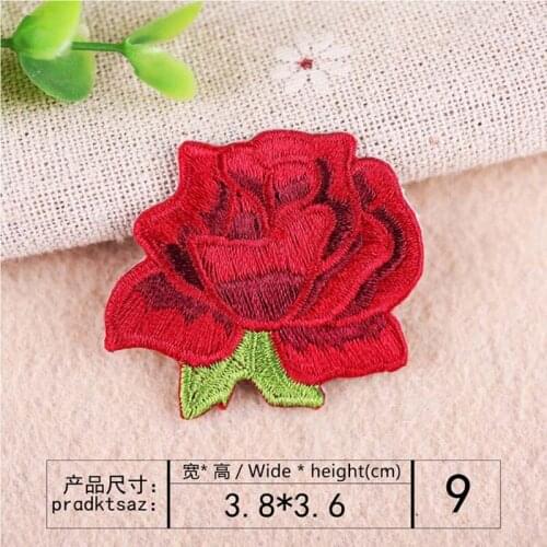 Embroidered Small Patches Clothes Sewing DIY Motif Applique Sticker HandmadePatch Cartoon Decoration Red Flowers