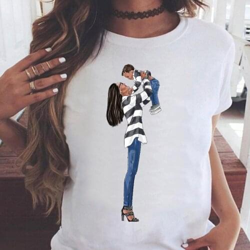 Women Graphic Love Watercolor Son Sweet Boy Cute Mama Mom Mother Summer Cartoon Print Female Clothes Tops Tees Tshirt T-Shirt