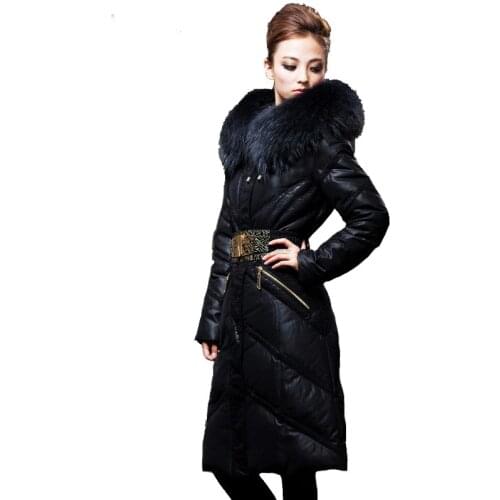 Womens Winter Jacket Women Real Raccoon Fur Collar Down Coat Female Parka Long Jackets Chaqueta Mujer MY