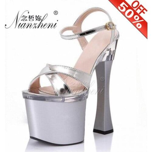 New Silver Female Crystal Platform Sandals 18cm High Stripper Heeled Pole Dance Shoes 8 Inch Flower gladiator sexy ladys Fetish