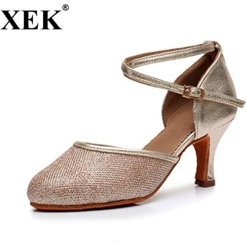 XEK womens dance shoe womens modern Ballroom Salsa tango dance shoes heel 5 cm size 34-40 GSS109