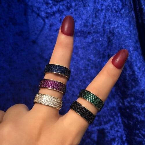 Luxury Cubic Zirconia Stone Rings For Women Gold color Vintage colorful CZ Bohemia Fashion Wedding Finger Ring lady Accessories