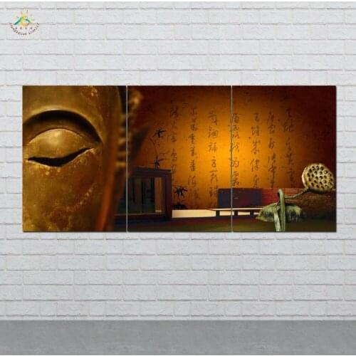 Golden Buddha Picture And Poster Canvas Painting Modern Wall Art Print Pop Art Wall Pictures For Living Room 3 PIECES