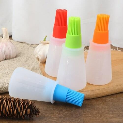 1 Pcs Portable Silicone Oil Bottle with Brush Grill Oil Brushes Liquid Oil Pastry Kitchen Baking BBQ Tool Kitchen Tools for BBQ