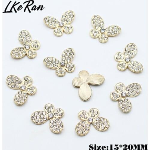 10Pc 15*20mm Crystal Rhinestone Buttons Invitation Ribbon Slider For Ribbons Wedding Supply Gift Wrap Hairbow Center Accessories