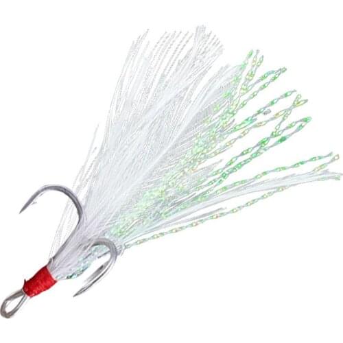 10PCS Fishing Lure Slow Jigging Fishing Cast Jigs Assist Hook Barbed Single Jig Hooks Thread Feather Pesca High Carbon Steel