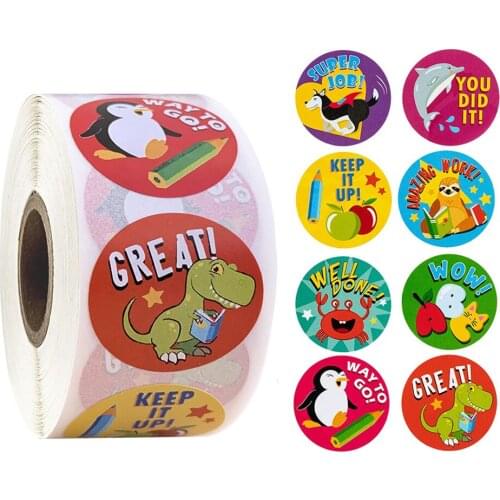 100-500pcs/roll Lovely Cat Stickers For School Reward Stickers Classroom Decoration Encouragement Sticker For Student Teacher