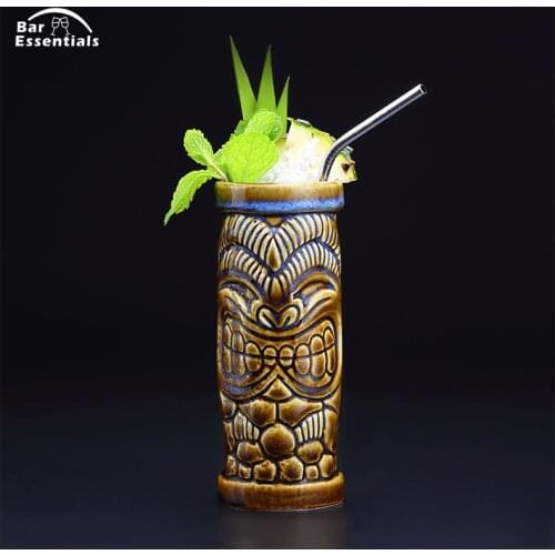 390ml Hawaii Tiki Mugs Cocktail Cup Beer Beverage Mug Wine Mug Ceramic Easter Islander Tiki Mug Bar Tools
