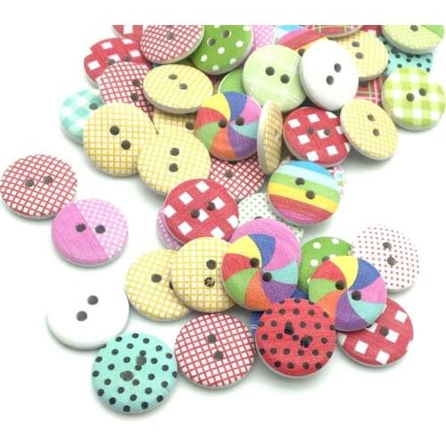 50PCS 15/20mm 2 Hole Round Dots Wood Buttons DIY Sewing Scrapbooking Clothing Headwear Handmade Crafts Home Decor Accessories