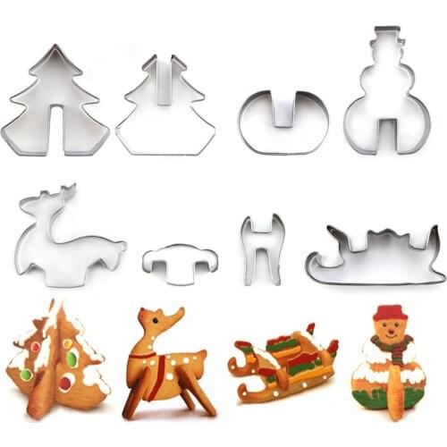 8PCS 3D Christams Cookie Cutters Set Stainless Steel cortadores de galletas Baking Fondant Tools