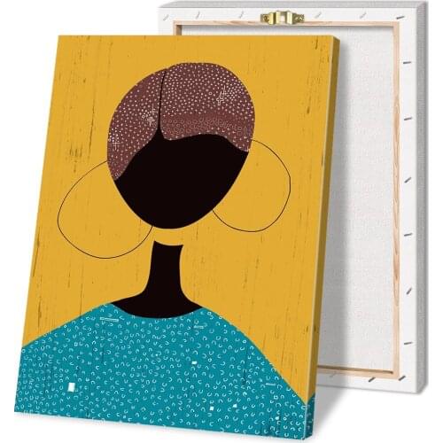 HD Home Decoration Printing Abstract Blue Yellow African Poster Canvas Wall Art Oil Painting Living Room Decoration with Frame