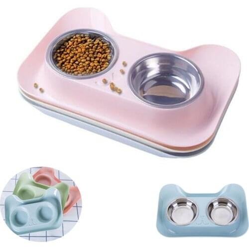 Pet Water Dispenser Feeder Stainless Steel Double Dog Bowl Pet Feeding Station Water Food Bowls Feeder Feeding Dishes Pet Bowl
