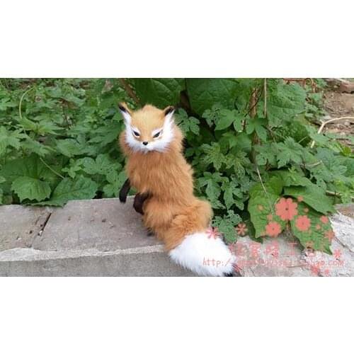 Simulation brown fox model,polyethylene&furs 16x15cm Overlooking fox,prop.home decoration Xmas gift w4182