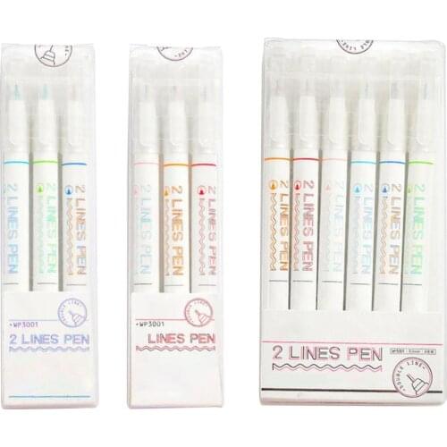 Innovative Cute Art Marker Double Lines Pen Marker Diary Drawing Pen Calligraphy Lettering Pen Office School Supplies