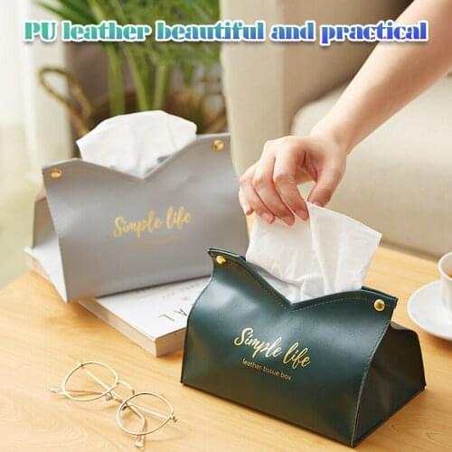 Leather Tissue Box Car Toilet Pumping Box Home Living Room Decoration Bedroom Kitchen Desktop Nordic Large Storage Box