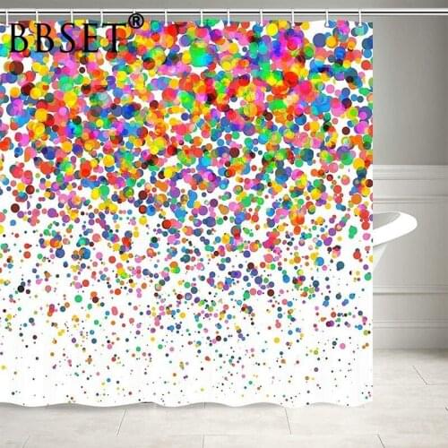 Colorful Shower Curtain Colorful Confetti Falling Pattern Waterproof Multi-size Douchegordijn Kids Bathroom Decor with 12 Hooks
