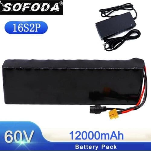 60V 16S2P 15Ah 18650 Li-ion Battery Pack 67.2V 15000mAh Ebike Electric bicycle Scooter with BMS 1000Watt XT60 plug + charger