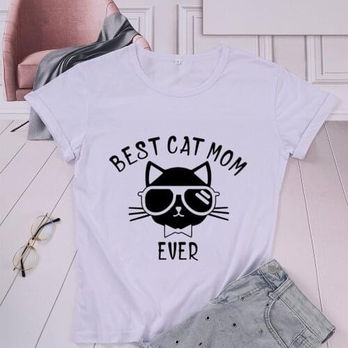 The Best Cat Mom Ever T Shirt Funny Kawaii Graphic Cotton Tees Women Plus Size Short Sleeve Tshirts O Neck Mama Mother Clothing