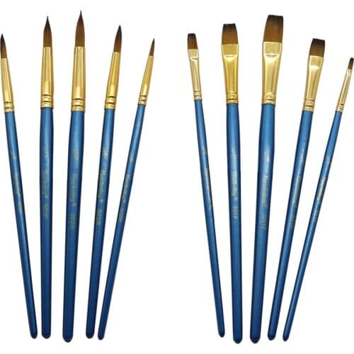 2 Styles Oil Brush Acrylic Paint Brush Watercolor Brush 5 pieces/sets High Quality Pointed Flat head Brush Painting Tools