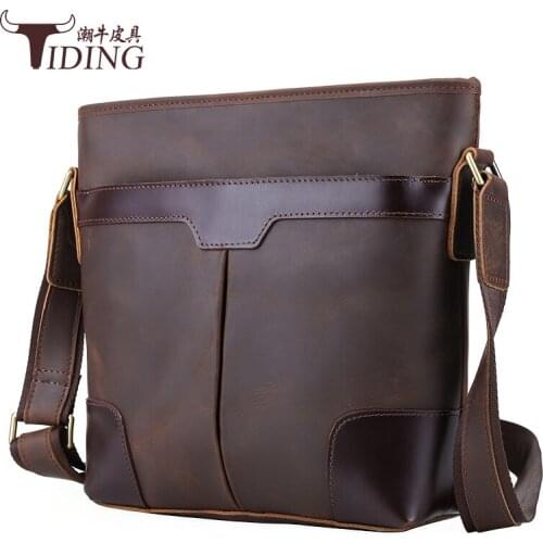 Mens bags 2017 new fashion brand brown vintage casual business dress cow leather crossbody bags man shoulder bags real leather