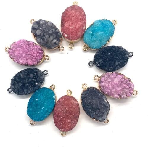 Natural Stone Amethyst Pink Crystal Oval Pendant Spirit Healing Gas Stone Used To Make Jewelry Necklace Bracelet Accessories